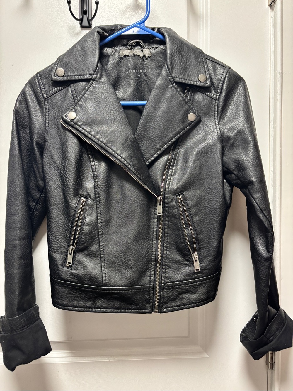 Aeropostale Black Faux Leather Moto Jacket